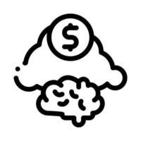 Brain Cloud Money Icon Vector Outline Illustration
