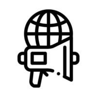 Loudspeaker Globe Icon Vector Outline Illustration