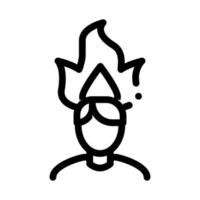 ilustración de contorno de vector de icono de cabeza de hombre ardiente