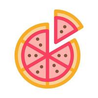 ilustración de contorno de vector de icono de pizza en rodajas