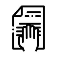 Hand On Document Icon Vector Outline Illustration