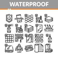 Waterproof Materials Vector Thin Line Icons Set