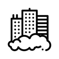 Building Skyscraper And Smog Vector Thin Line Icon