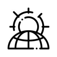 calentamiento sol planeta problema vector icono de línea delgada