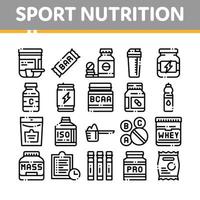 conjunto de iconos de línea delgada de vector de células de nutrición deportiva
