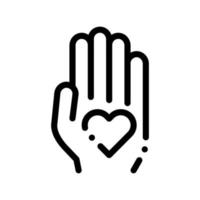 Volunteers Support Hand Love Vector Thin Line Icon