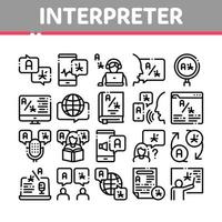 Interpreter Translator Collection Icons Set Vector