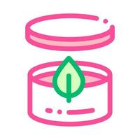 Cream Container And Leaf Vector Thin Line Icon