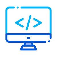 Coding Computer Monitor Vector Thin Line Icon