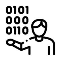 Human Binary Code Icon Vector Outline Illustration