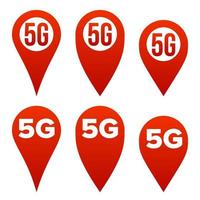 5G Pointer Sign Set Vector. Red Icon. Internet Wi-Fi Connection Standard. Speed Sign. Wireless Internet Network Future Technology. Isolated Illustration vector