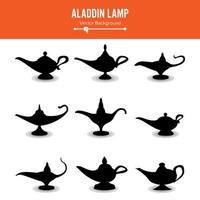 Aladdin lamp Vector. Set Icons Aladdins lamp Signs. Illustration Of Wish And Mystery Souvenir vector