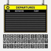 Airport Board Vector. Mechanical Timetable Information Alphabet. Aalog Font vector