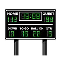 American Football Scoreboard. Sport Game Score. Digital LED Dots. Vector Illustration. Time, Guest, Home.