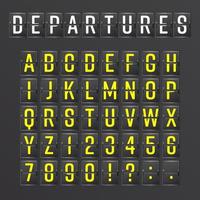 Airport Board Vector. Mechanical Timetable Information Alphabet. Aalog Font vector