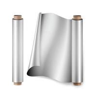 Aluminium Foil Roll Vector. Close Up Top View. Opened And Closed. Realistic Illustration Isolated On White vector