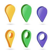 3d Map Pointer Vector. Colorful Set of Modern Map Round Pointers. Navigator Icon Isolated On White Background With Soft Shadow vector