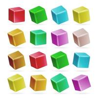 Colorful Cube 3d Set Vector. Perspective Empty Models Of A Cube Isolated On White. Playing Child Toys vector
