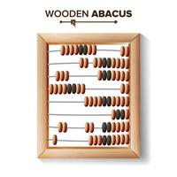 Abacus Close-up. Vector Illustration Of Classic Wooden Abacus Long Before The Calculator. Shop Arithmetic Tool Equipment. Isolated