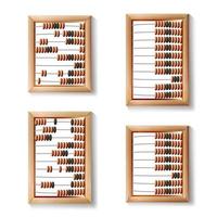 vector conjunto de ábaco. ilustración realista del clásico ábaco antiguo de madera. equipo de herramientas aritméticas.