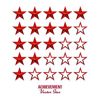 Achievement Vector Stars. For Game And Review Rating. Like Symbol, Succes Sign, Classify Concept, Realistic Element. Isolated On White Background.