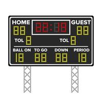 American Football Scoreboard. Sport Game Score. Digital LED Dots. Vector Illustration. Time, Guest, Home.