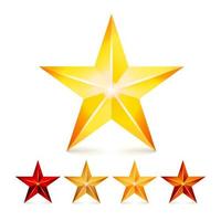 Achievement Vector Star Set. Decoration Realistic Symbols. 3d Shine Icon Isolated On White Background.