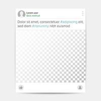 vector de plantilla de marco de foto social. transparente. mensaje, compartir, me gusta, notificación. ilustración de los medios de la aplicación