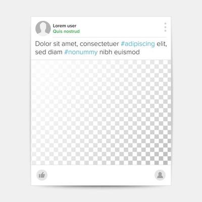 Social Photo Frame Template Vector. Transparent. Message, Share, Like, Notification. App Media Illustration