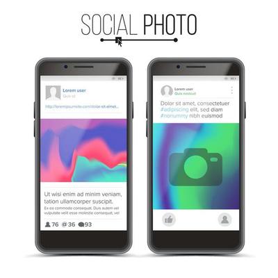 Photo Frame Vector. Social Network Photo Frame On Smart Phone. Realistic Isolated Illustration.