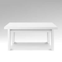 White Empty Square Table. Isolated Furniture, Platform. Realistic Vector Illustration.