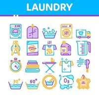 Laundry Service Vector Thin Line Icons Set