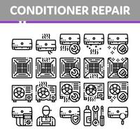 Conditioner Repair Vector Thin Line Icons Set