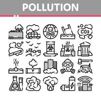 Pollution of Nature Vector Thin Line Icons Set