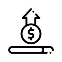 Coin Cash Dollar Growing Up Vector Thin Line Icon