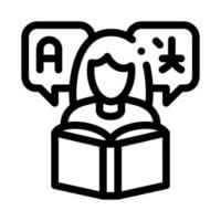 Woman Learning Language Icon Thin Line Vector