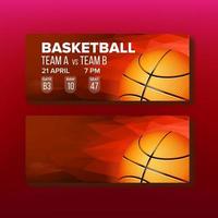 Red Coupon On Basketball Game Template Vector