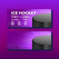 Purple Coupon On Hockey Sport Game Template Vector