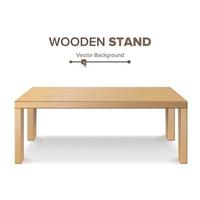 Wooden Stand, Table Vector. 3D Stand Template For Object Presentation. Realistic Vector Illustration.