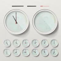 Realistic Wall Clocks Set Vector Illustration. Wall Analog Clock. Realistic Second Minute Hour