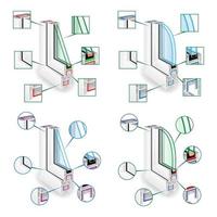 Plastic Window Frame Profile Set. Structure Corner Window. Infographic Templeate. Vector Illustration