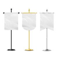 Vector Small Table Flag Set. White Blank. Different Shapes