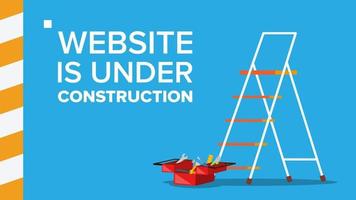 Website Under Construction Vector. Landing Page. Error Website Page. Coming Soon. Design, Development. Flat Illustration vector