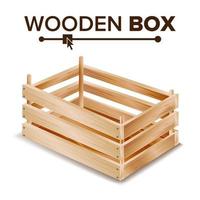 vector de caja de madera realista. caja para transporte y almacenamiento de productos. caja vacía para guardar frutas y verduras. ilustración aislada