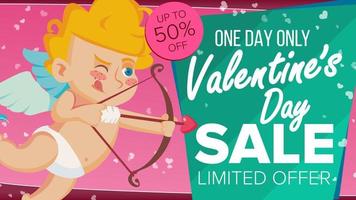 vector de banner de venta de día de san valentín. amor feliz. diseño para web, volante, tarjeta del 14 de febrero, publicidad. liquidación limitada. ilustración de publicidad comercial.