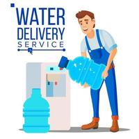vector de hombre de servicio de entrega de agua. empresa. botella de plástico. suministro, envío. ilustración de dibujos animados plana aislada