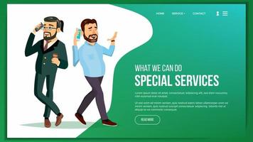 Website Page Vector. Business Website. Processes And Office Situation. Cartoon Team. Support Solution. Illustration vector