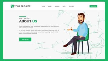 vector de diseño de página web. estilo de negocios esquema del sitio front-end. gente de dibujos animados esquema de beneficios ilustración