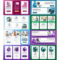 Website Banners Set Vector. Business Technology. Creative Modern Layout. Cartoon People. Web Design And Development. Horizontal, Vertical. Illustration vector