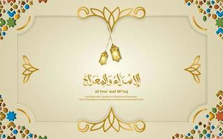 Vector greeting isra miraj with elegant islamic ornament decoration. Vector Illustration